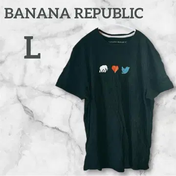BANANA REPUBLIC [ L ] 코끼리 하트 트위터 T셔츠 블랙