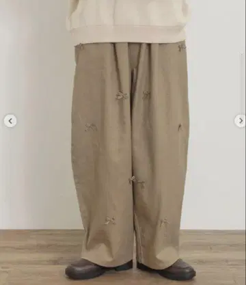 사만사 모스모스 팬츠 리본 이지 팬츠 베이지