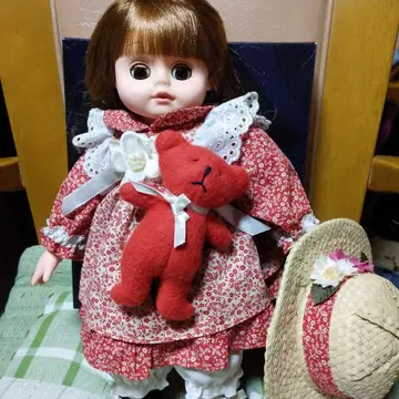 오오이케 컬렉션 빨간 꽃무늬 드레스 인형 쇼와 레트로
