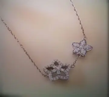 Ssilver 꽃 모양 스톤 장식 아메리칸풍 클로버 체인 목걸이