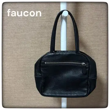 FAUCON 포콘 핸드백 천연 가죽 미니 보스턴 백 블랙