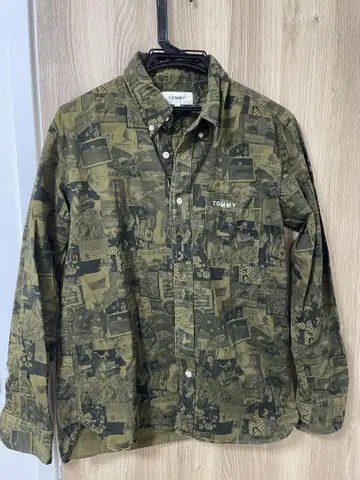 TOMMY M 올리브 그린 버튼 다운 셔츠
