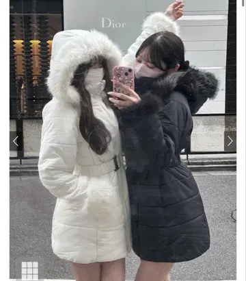 GRL 그레일 벨트 포함 퍼 다운 코트 [kd13] 블랙 L 사이즈