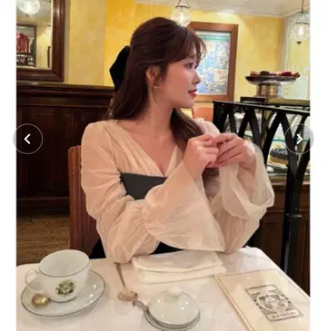 Her lip to For her Tulle Sleeve Knit Top