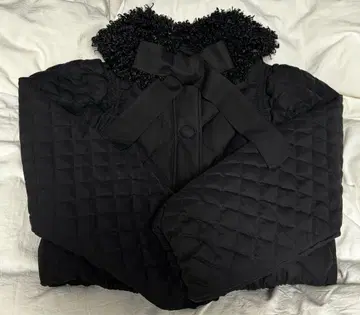 epine fur ribbon quilting short downcoat