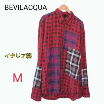 [ 레어 ] BEVILACQUA 패치워크 체크 셔츠 M 이탈리아제