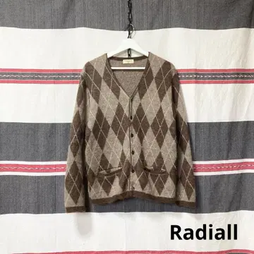 Radiall 모헤어 가디건 아가일 빈티지 디자인 브라운 인기