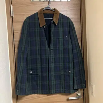 TRANS CONTINENTS 그린 계열 타탄 체크 점퍼