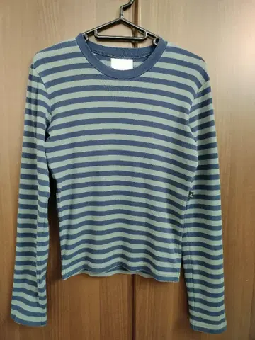 90s agnes b. 보더 무늬 크루넥 긴팔 티셔츠