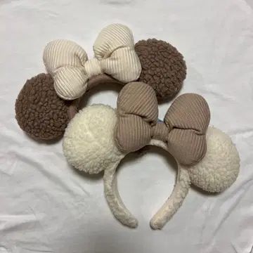 미니 마우스 머리띠 화이트 베이지 2개 세트