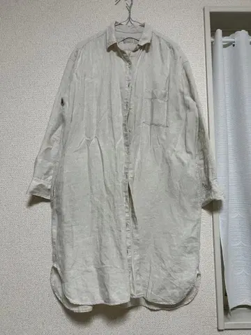 무인양품 린넨 100% 버튼 프론트 오픈 긴팔 원피스 L 사이즈