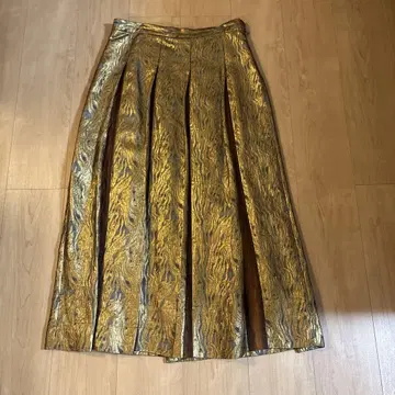 DRIES VAN NOTEN 골드 플리츠 스커트 사이즈 38