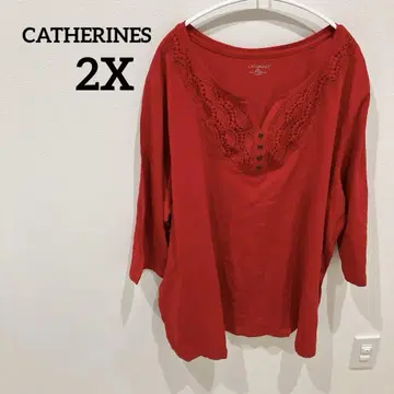 새상품급 하나뿐인 CATHERINES [2X] 레드 빨간색 긴팔 티셔츠