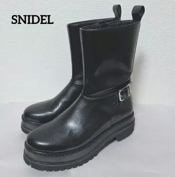 최종 스나이델 크림슨 엔지니어 숏부츠 블랙 23.5cm