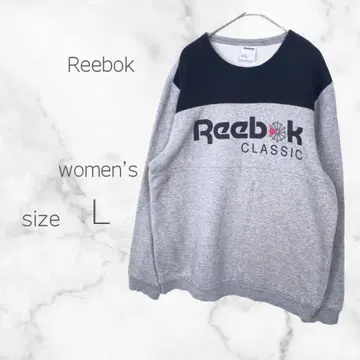 리복 바이컬러 로고 자수 맨투맨 (L) 속기모 면 혼방