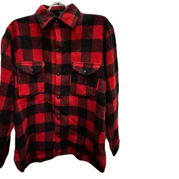 [70-80s 빈티지] 울 셔츠 XL 상당 버팔로 체크 패턴 빨검