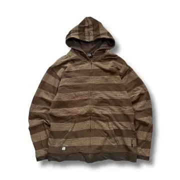 00s brown stripe zip hoodie y2k