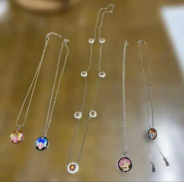 아름다운 칠보 세공! 꽃 모티브 롱 목걸이 5세트