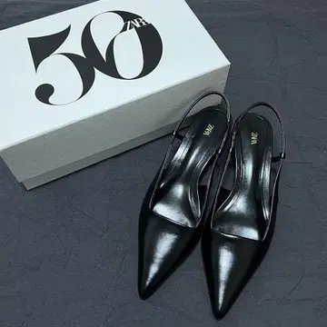 ZARA 가죽 슬링백 펌프스