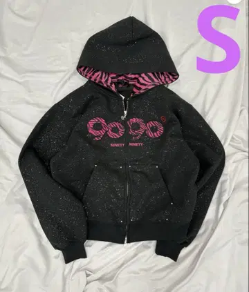 9090 girl OG Logo Glitter Zip Hoodie