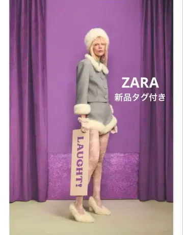 완판템 ZARA 인조 모피 콤비 숏팬츠 M 실버 콜라보