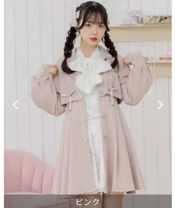 ROJITA 시어 프릴 트렌치코트 블랙 핑크 비쥬