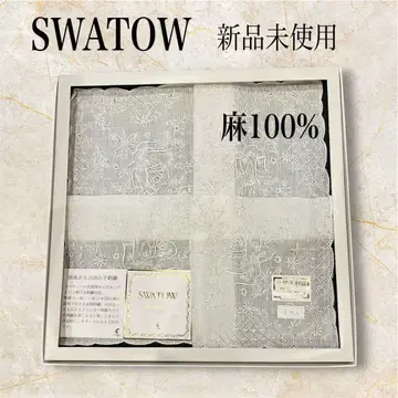 하자품 미사용 새상품 SWATOW 꽃무늬 자수 손수건 린넨 핸드메이드