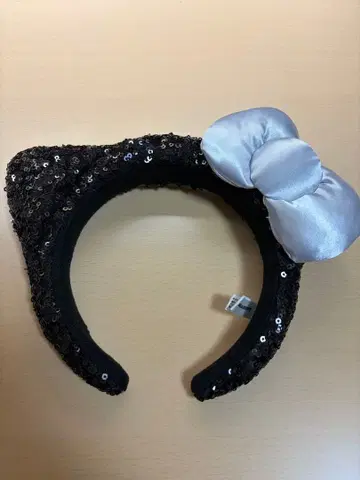 고양이 귀 머리띠 실버 리본 포함