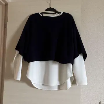 택 포함 새상품 cloche 크로셰 니트 볼레로와 블라우스 세트 네이비