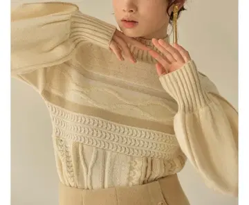 Eaphi 원피스 상의 니트 베이지 미색