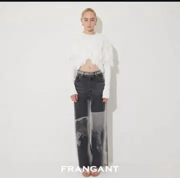 FRANGANT 말 프린트 스트레이트 데님