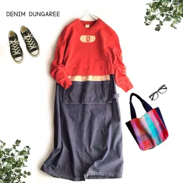 @ [ F ] DENIM DUNGAREE 맨투맨 도킹 원피스