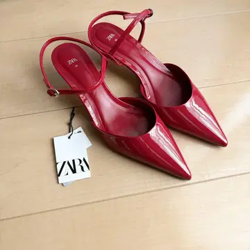 빨간색 에나멜 뮬 펌프스 샌들 스틸레토 ZARA 자라