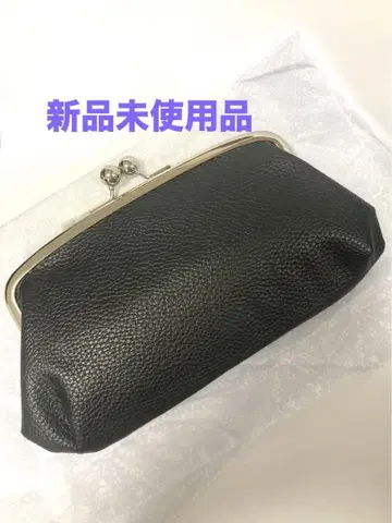 [ 미사용 새상품 ] 블랙 가마구치 지갑 합성 피혁제