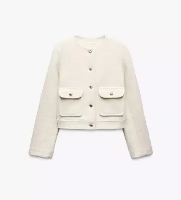 ZARA 화이트 노카라 자켓 S 사이즈