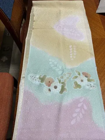다색 꽃무늬 오비 장식 천