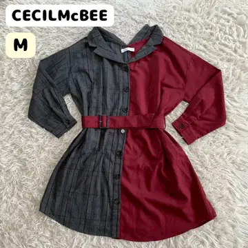 [ 새상품급 ] 세실 맥비 긴팔 상의 코튼 레이온 체크 절개 원피스