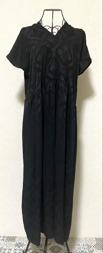 기모노 리메이크 상복 블랙 꽃무늬 롱 원피스