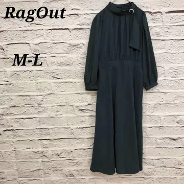 RagOut [ M-L ] 긴팔 롱 원피스 하이넥 리본 모스그린