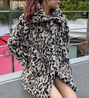SHAGGIE 레오파드 빅 컬러 퍼 보아 코트
