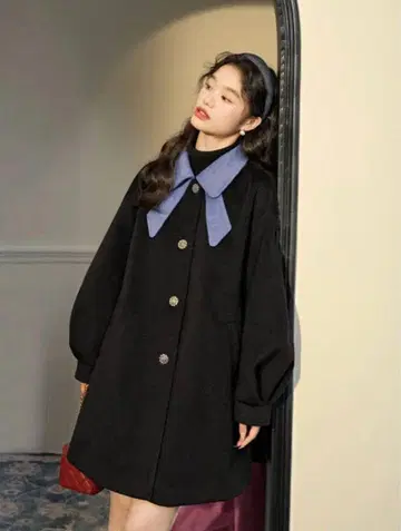 [ 즉시 구매 가능 ] Kuose 리본 칼라 코트 M