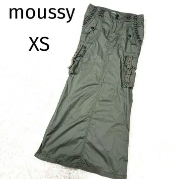MOUSSY 카고 롱 스커트 스터드 카키 Y2K 밀리터리 S