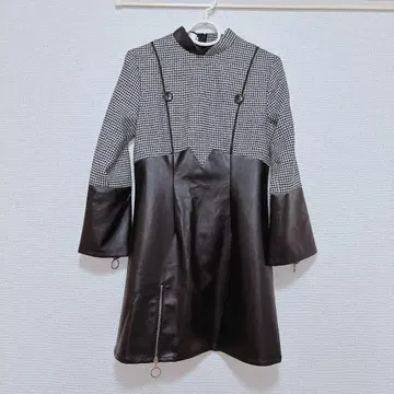 MANUSMACHINA 미니 원피스 블랙 화이트 체크