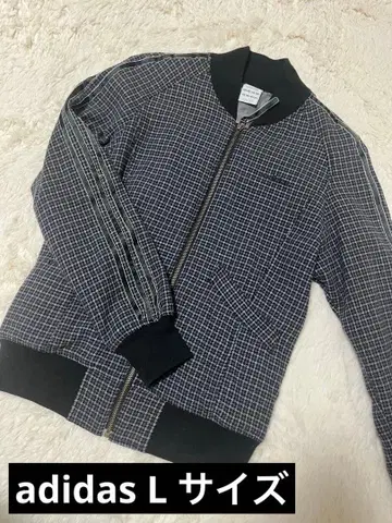 adidas 체크 무늬 울 집업 자켓