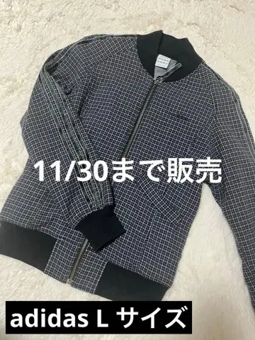 adidas 체크 무늬 울 집업 자켓