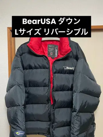 Bear 리버서블 다운 자켓 블랙 x 레드 두툼한 L 사이즈