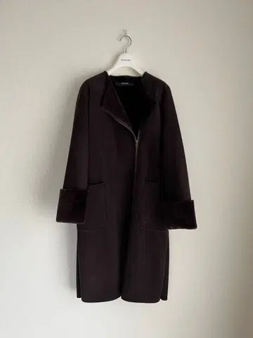 JOURNAL STANDARD 다크 브라운 롱 코트 무스탕 코트