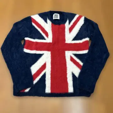 MARY QUANT 유니언 잭 패턴 샤기 니트 스웨터