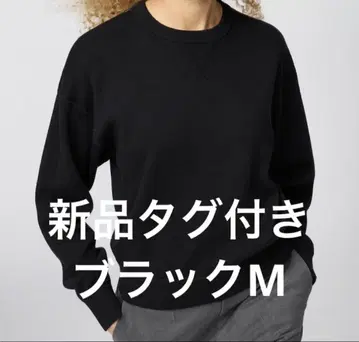 [ 미사용 새상품 ] UNIQLO 스무스 코튼 크루넥 스웨터 블랙 M