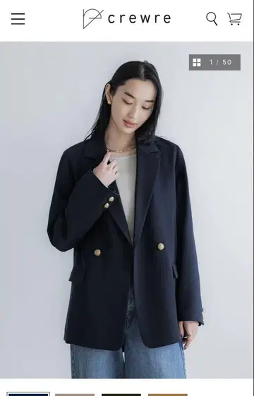 crewre 더블 테일러드 자켓 사이즈 2 네이비